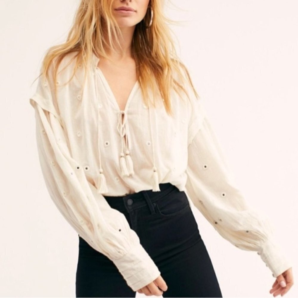 FREE PEOPLE shine bright blouse small